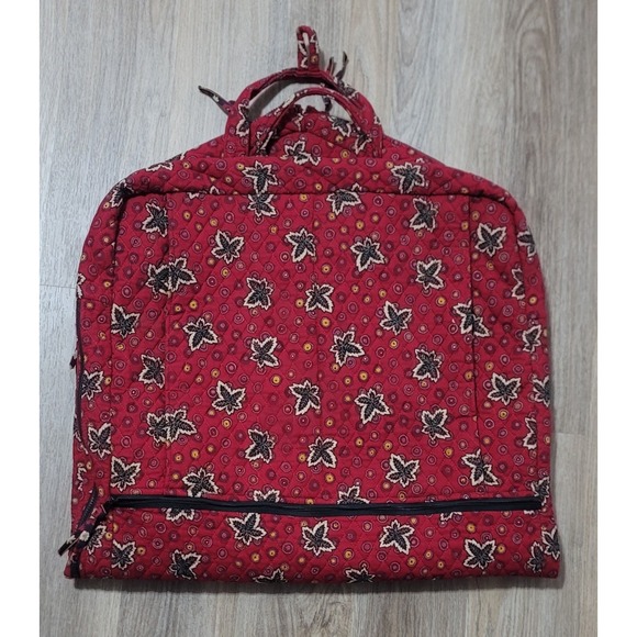 Vera Bradley Handbags - Vtg Vera Bradley Quilted "Red Coin" Garment Travel Bag Paisley & Leaf Print